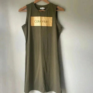 Calvin Klein sleeveless olive green dress size M